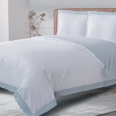 White & Misty Blue Cotton Duvet Set - 3-Piece
